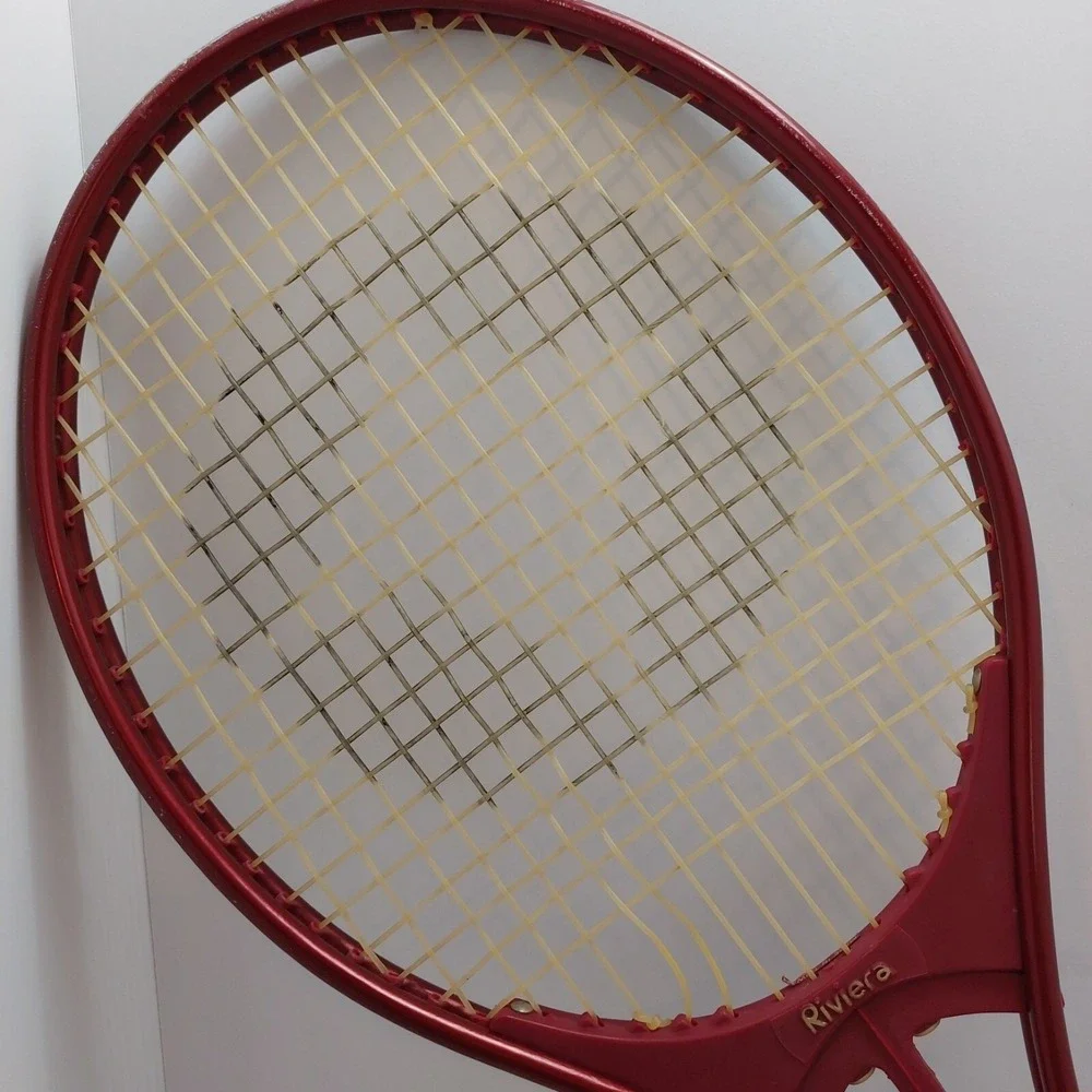 VTG SPAULDING RIVIERA Tennis Racket Cowhide grip   52-2458 W/ Zipper‎ Cover
